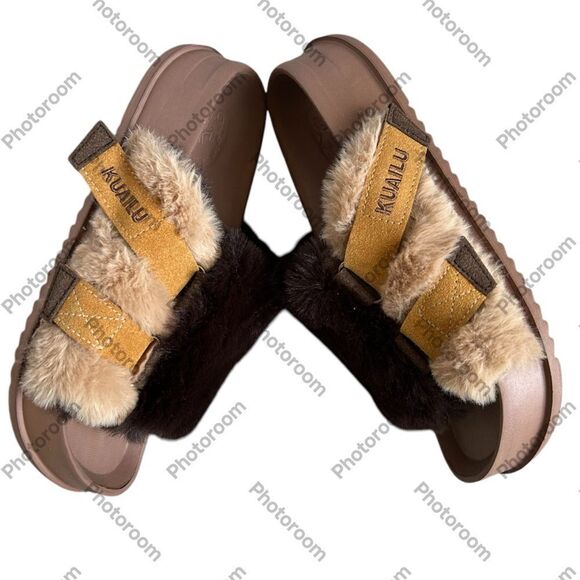 SOLD KuaiLu O Support Faux Fur Platform Slipper Sandal,Brown,Size 8, NWOT - Picture 5 of 11